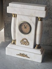 antik Kaminuhr Marmor Säulenuhr Tischuhr Empire Stil 27x19x8cm