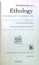 Introduction to Ethology.  The biology of behavior; Ruwet, J C.: