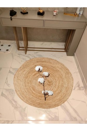 Blumenmuster stroh jute optik - jute,