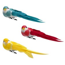 Basteldeko Langschwanz Feder Vogel mit Clip 3 Stück