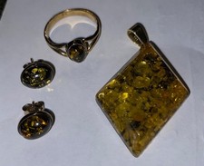Grüner bernstein schmuckset - grüner,