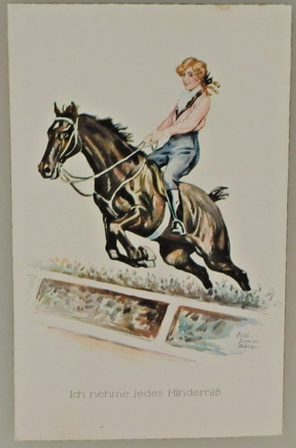 Kunst postkarte dame pferd - kunst, zu