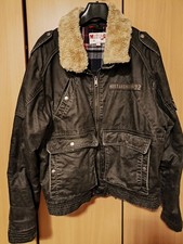 Mustang Winter Jacke Bomberjacke Gr- XL warm schwarz Denim abnehmbare Fellkragen