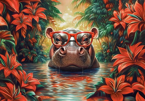 Puzzle flusspferd in - puzzle, (500