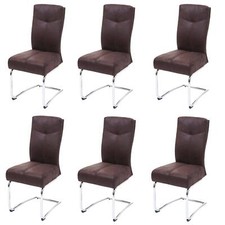 6er-Set Esszimmerstuhl HWC-G56, Küchenstuhl Freischwinger, Stoff Wildleder-Optik