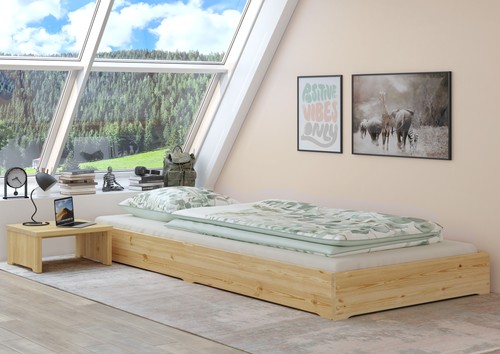 Niederflurbett 90x200 kiefer - 90x200,