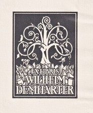 Exlibris Karl Köster / Wilhelm Demharter 1910 Jugendstil Baum Bücher