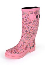 Regenliebe Damen Gummistiefel Flowerpower High Langschaft Geblümt & Blockabsatz