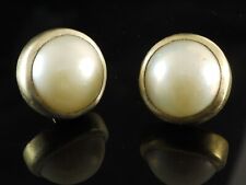 925 Sterlingsilber runde Ohrstecker mit Mabe Perle vergoldete Fassung