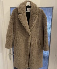 ZARA Teddymantel beige, Gr. L 40 Top Zustand Fake fur Teddy Jacke Mantel Damen 