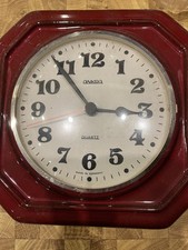 RAR,ANKRA 70er Jahre Wanduhr Keramik Rot,funktioniert einwandfrei 