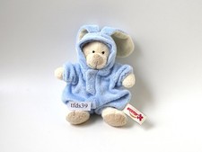 Nicotoy Bär im Hasenkostüm blau Anzug Teddy 20 cm Stofftier Plüschtier (T233)