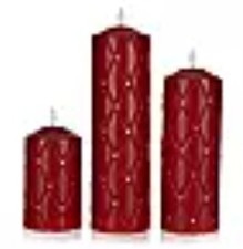 ELAMBIA 3 LED-Kerzen Polster-Optik Flamme Luma, Timer Höhe 12,5, 20 & 25cm RD