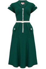 50er Jahre retro Hemdblusenkleid Vintage style Kleid grün