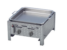Partygrill Gasgrill Edelstahl 2 flammig mit Pfanne H: 6 cm 48 x 53 x 27 cm
