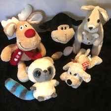 Unbespielt 5 Plüschtiere Kuscheltier Sammlung Kinderspielzeug Hund Elch Affe usw
