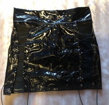 IEFIEL Rock mini Minirock schwarz/black Lackleder glänzend/wetlook Lack PVC