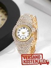 Luxus Damen Armbanduhr Gold mit Strass – Elegant & Funkelnd | Quarz