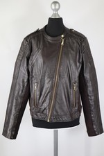 Mango dunkelbraune Leder-Jacke Gr.XL Leder Polyester Top Zustand