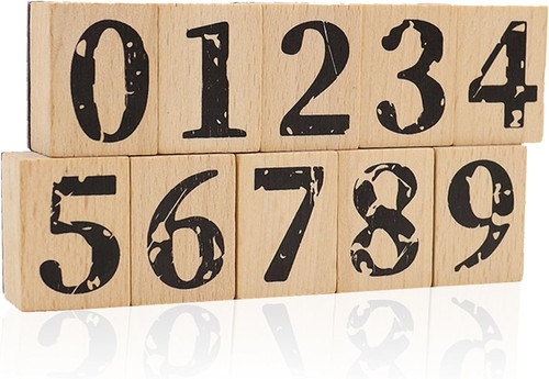 Stück holz zahlen stempel - holz,