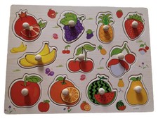 Holz Steckpuzzle Kinder Obst Lernspielzeug 10 Teile Griffknöpfe