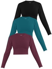 3 x Damen crop Langarmshirt