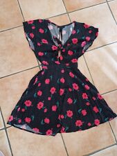 Rockabilly Kleid Mohnblume Punkte Retro Cutouts Schleife 34