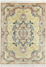 Handgeknüpfter Perserteppich Tabriz 50 Raj Fein  90 x 66 cm Top Zustand