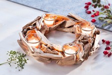 Adventskranz Wood mit Glaseinsätzen 30,5 cm wiederverwendbar handgefertigt