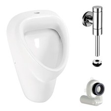 Urinal Absaugurinal Komplett-Set mit Druckspüler Zulauf von oben Becken Siphon