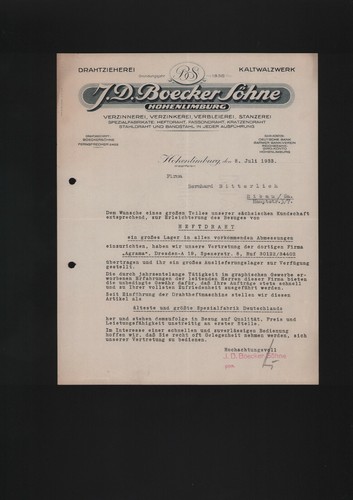 Hohenlimburg brief 1933 j - hohenlimburg,,