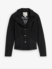 Taillierter Jeansblazer Gr. 48 Schwarz Denim Damen Jeans-Blazer Sakko Jacke Neu*