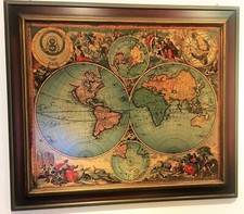 "Historische Weltkarte“, Alt , Reproduktion von Peter Schenk ca 16 J.