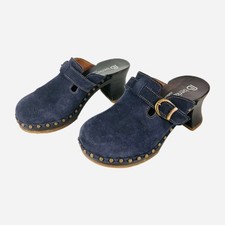 Berkemann Clogs Holzclogs Leder Wildleder blau dunkelblau Gr. 38