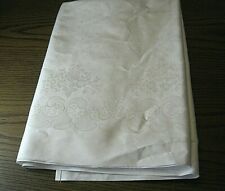 Echt Vintage Irisette Damast Tischdecke weiß mit Lochmuster Blumen 130 x 164 NEU