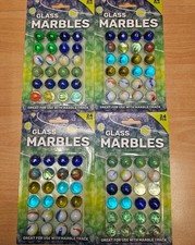 96 Stück Glasmurmeln, 16 mm, 4 P. mit je 24 Stück, Neu, OVP, Klicker, Heuer,