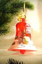 Lauscha Glas Glocke  Weihnachtsschmuck Winterlandschaft Kunsthandwerk handmade