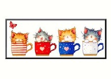 Kreuzstich Stickpackungen Komplett vorgezeichnet Set zum Sticken, Katzen (20/19)