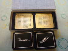 Set 12 Untersetzer aus Leder mit Motiven von Flugzeugen Hersteller Saab Schweden