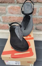 Fitflop selten getragene schwarze Tia Feather Back-Strap Leder Sandalen, Gr. 41