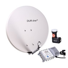DUR-line 8 Teilnehmer Set Qualitäts Alu Satelliten Komplettanlage wie neu