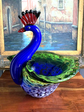 Moderne Kunstschale Pfau Glas
