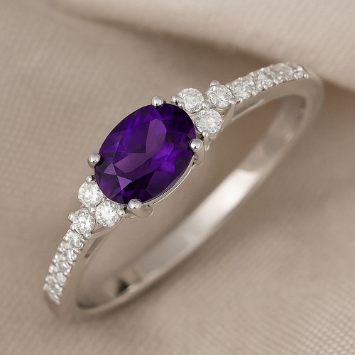 Amethyst diamant ring 925 - &,