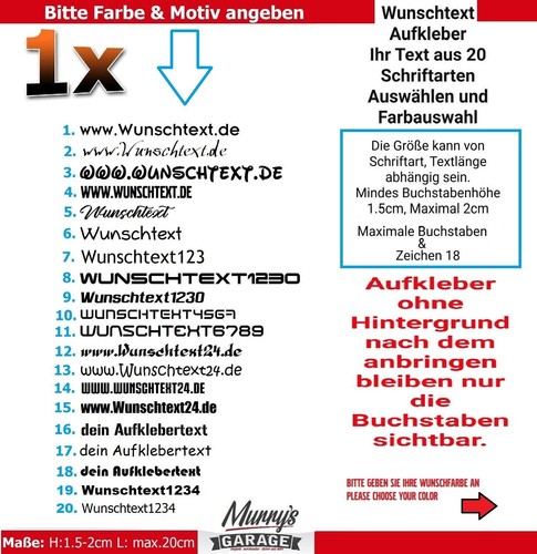 Wunschtext aufkleber - 1x,