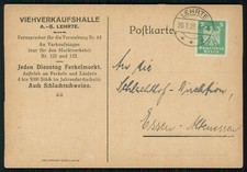 Postkarte - VIEHVERKAUFSHALLE - LEHRTE - Ferkel Schlachtschweine - 1925 gelaufen