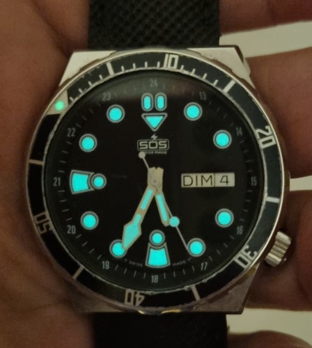 Rare sub diver swiss o - swiss, s.o.s