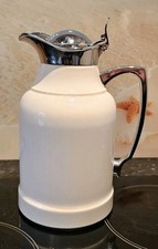 ALFI  OPAL 1 l  weiße Thermoskanne Silber glänzend Verschluss Griff, sehr selten