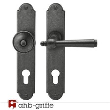 AHB Wechselgarnitur 1661/2656 Langschild Schmiedeeisen antik geschwärzt WE 92 mm