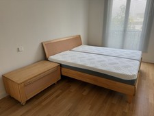 HÜLSTA NOW! 3 Erle massiv Holz natur lackiert Bett 180x200 cm Kopfteil Geflecht