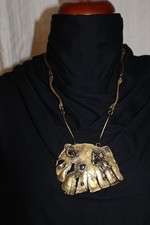 Anhänger Halskette Messing groß  Handarbeit Unikat Vintage Gothic mit Hämatit